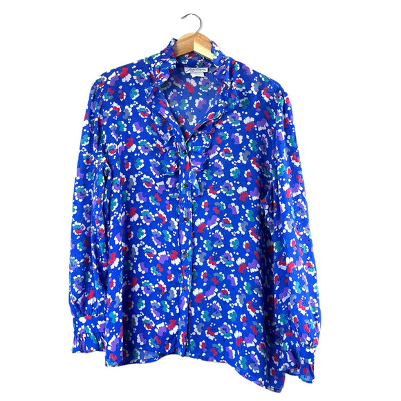 Women's Blue Vintage Lucky Winner Blouse L - Picture 1 of 5